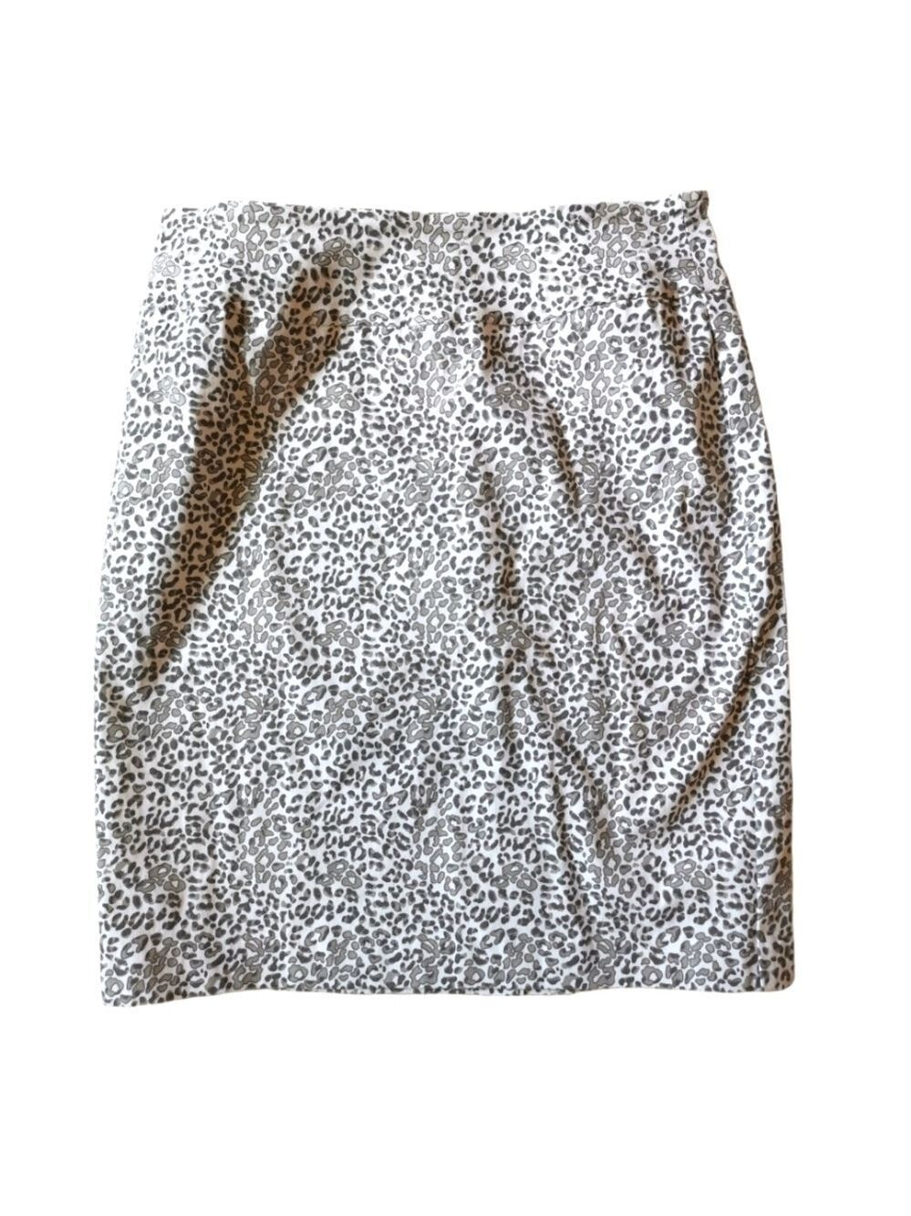 Pencil skirt white taupe grey leopard print